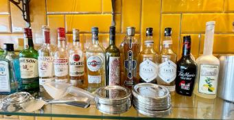 25 x Bottles of Part Used Spirits Plus Selection of Bar Accessories Including Measuring Cups, Mixing