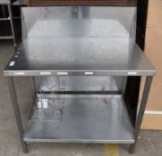 1 x Stainless Steel Prep Table With Splashback - Dimensions H82 x W93 x D62 cms - Recently Removed