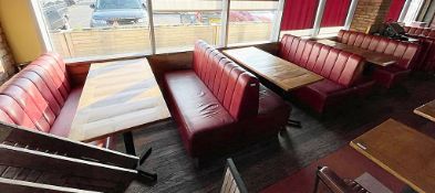 6 x Sections Of Restaurant Booth Seating In Red Leather - Read Full Description