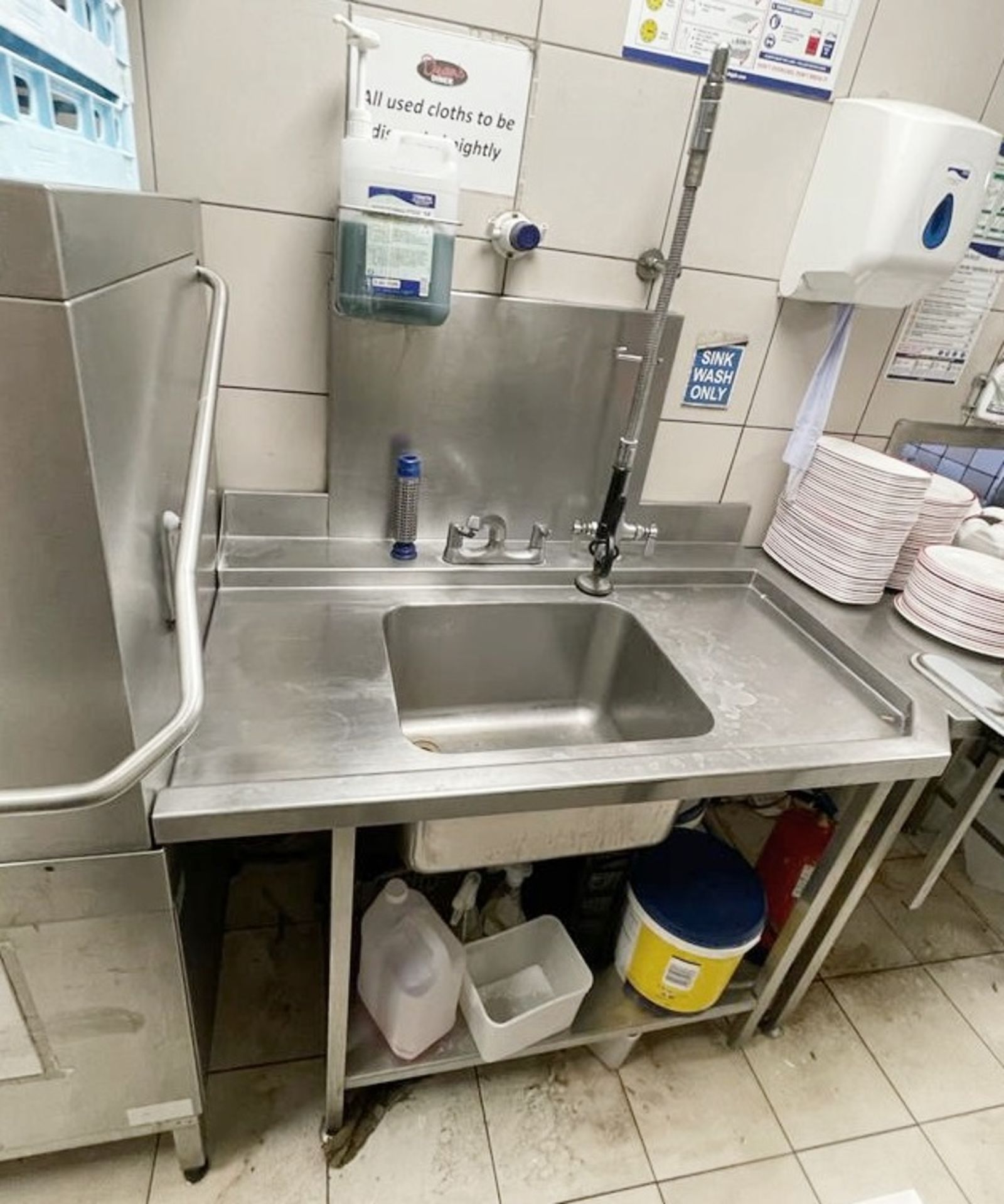 1 x HOBART Pass Through Dishwasher Wash Station With Pre-Rinse Spray Sink Unit and Drying Bench - Image 2 of 12