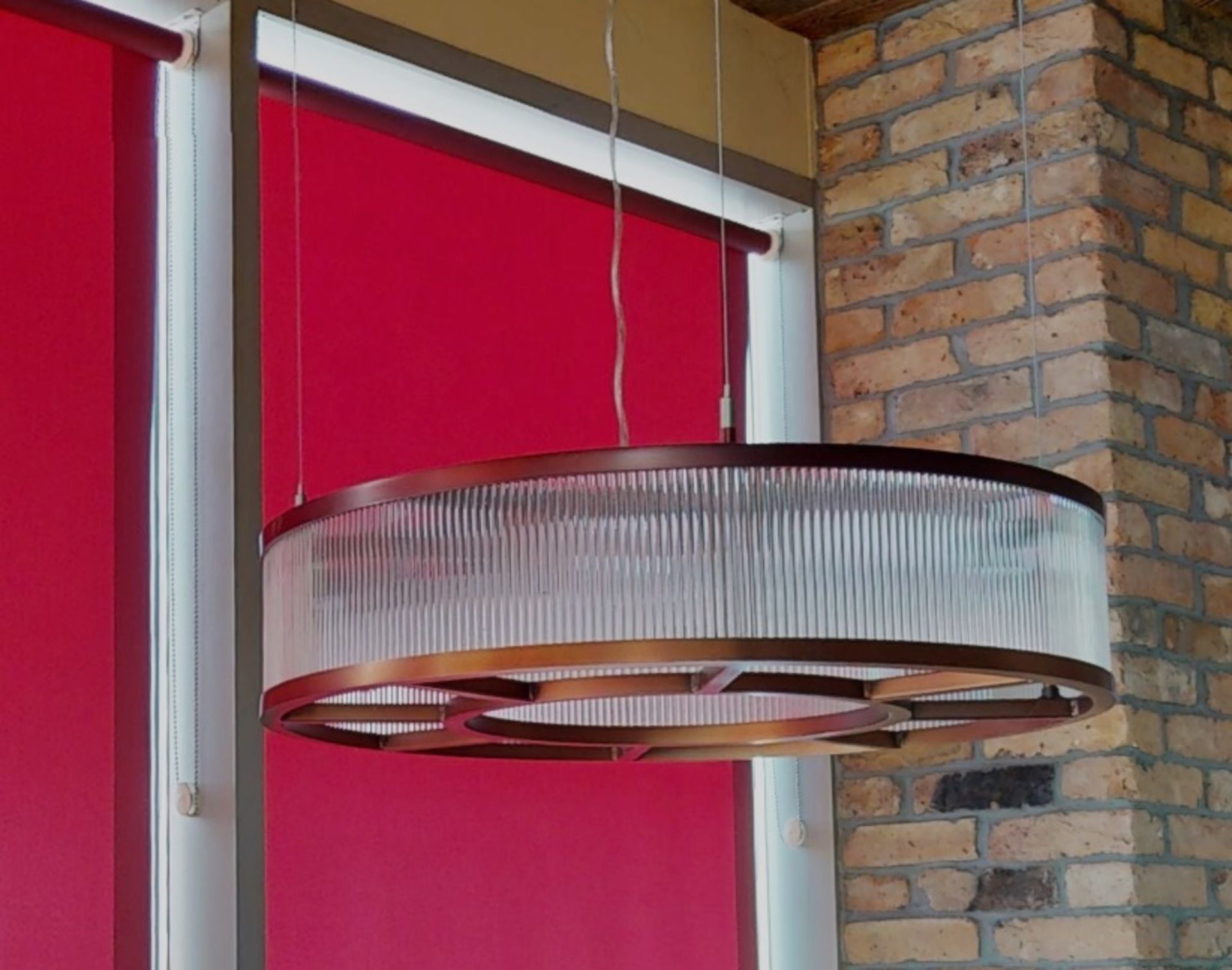 1 x Large Commercial Circular Art Deco-Style Suspended Light Fitting - Features A Copper Finish - Image 3 of 4