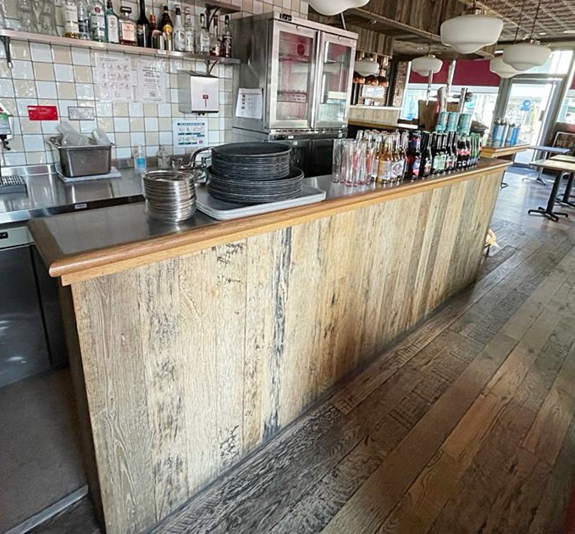 1 x Restaurant Bar With Reclaimed Timber Panelling - Dimensions: H120x600x500cm - BUYER TO REMOVE - Image 2 of 10