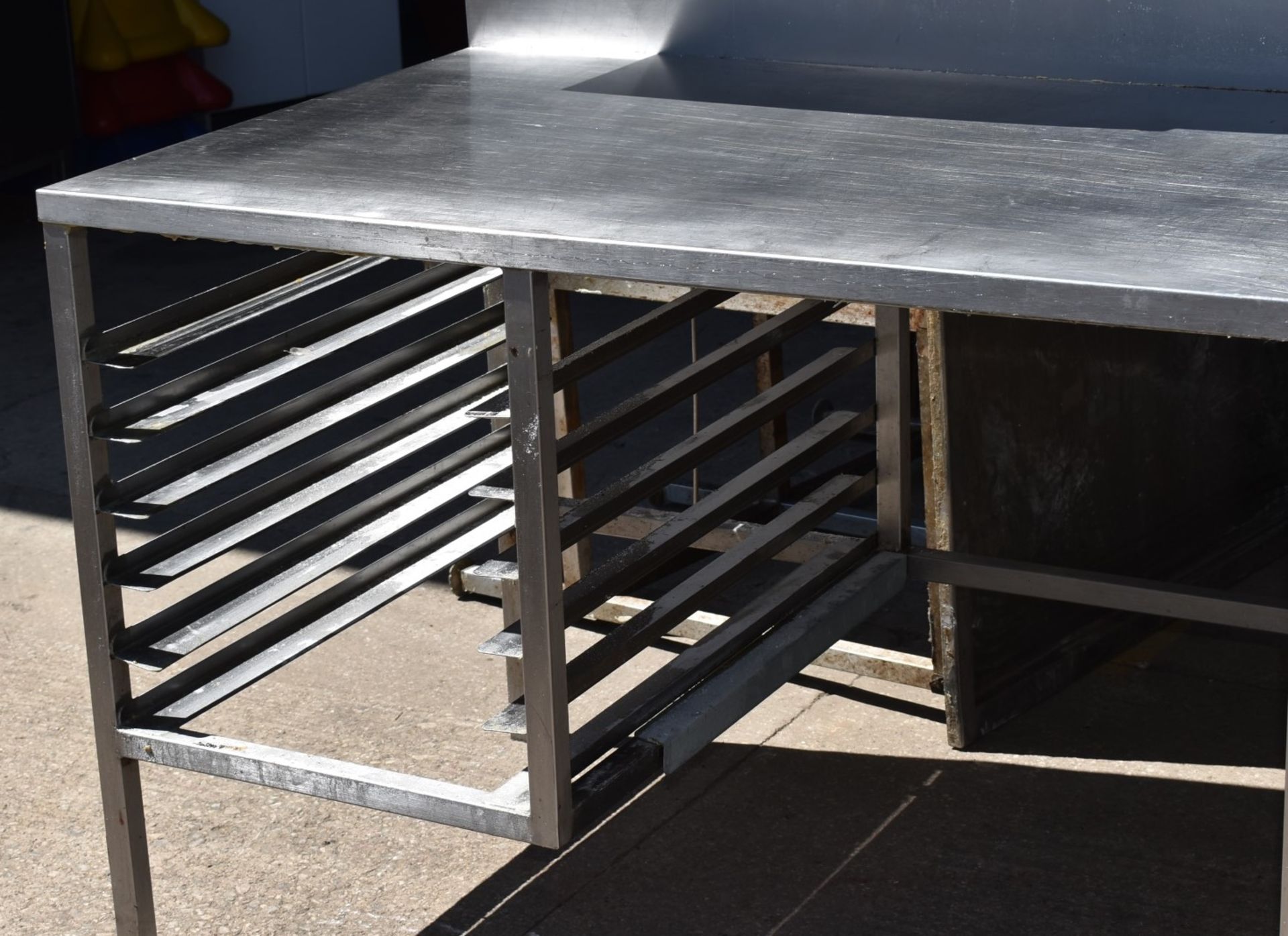 1 x Stainless Steel Prep Bench With Large Splashback Panel, Multiple Shelves and Tray Runners - Rece - Image 6 of 11