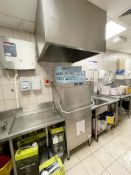 1 x HOBART Pass Through Dishwasher Wash Station With Pre-Rinse Spray Sink Unit and Drying Bench