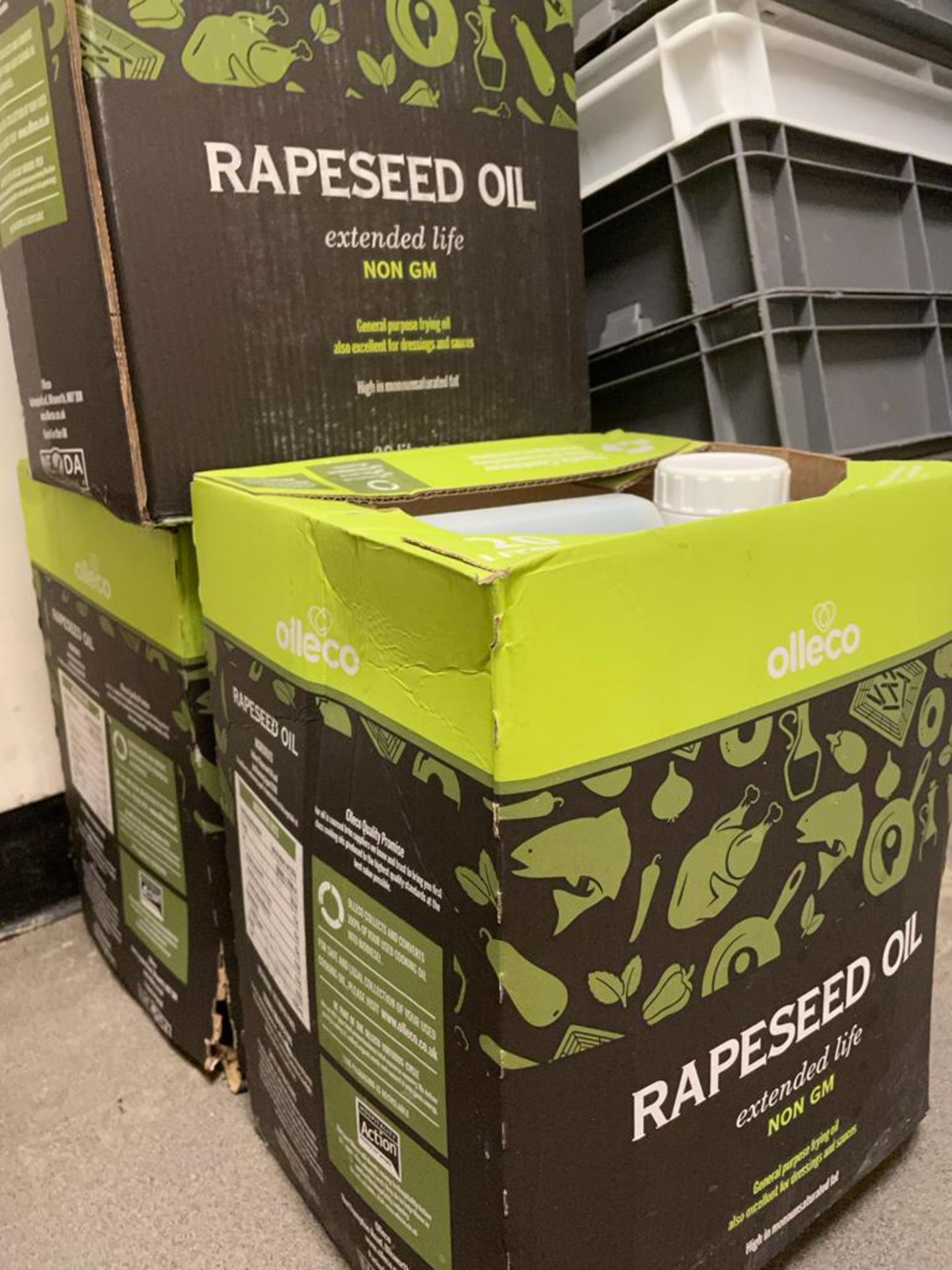 3 x 20 Litre Tubs of Olleco Rapeseed Oil - Unused Boxed Stock - Ref: BK194 - CL686 - Location: - Image 4 of 4