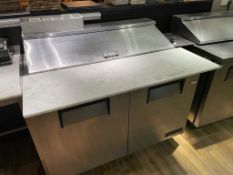 1 x Stainless Steel Two Door Refrigerated Prep Counter With Pizza / Salad Topper and Chopping