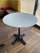 1 x White Marble Restaurant Table With Ornate Cast Iron Base - Ref: BK157 - CL686 - Location: