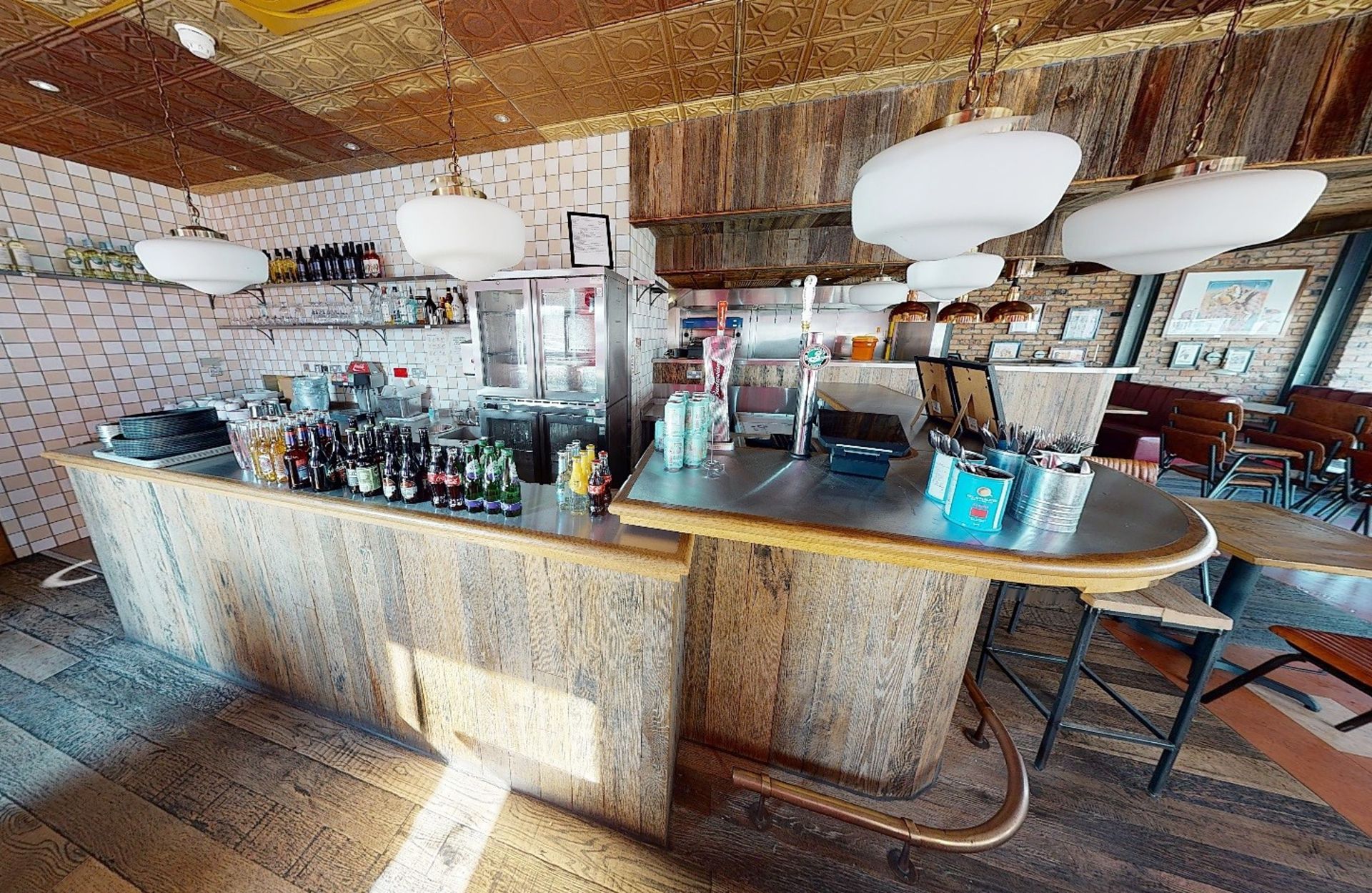1 x Restaurant Bar With Reclaimed Timber Panelling - Dimensions: H120x600x500cm - BUYER TO REMOVE