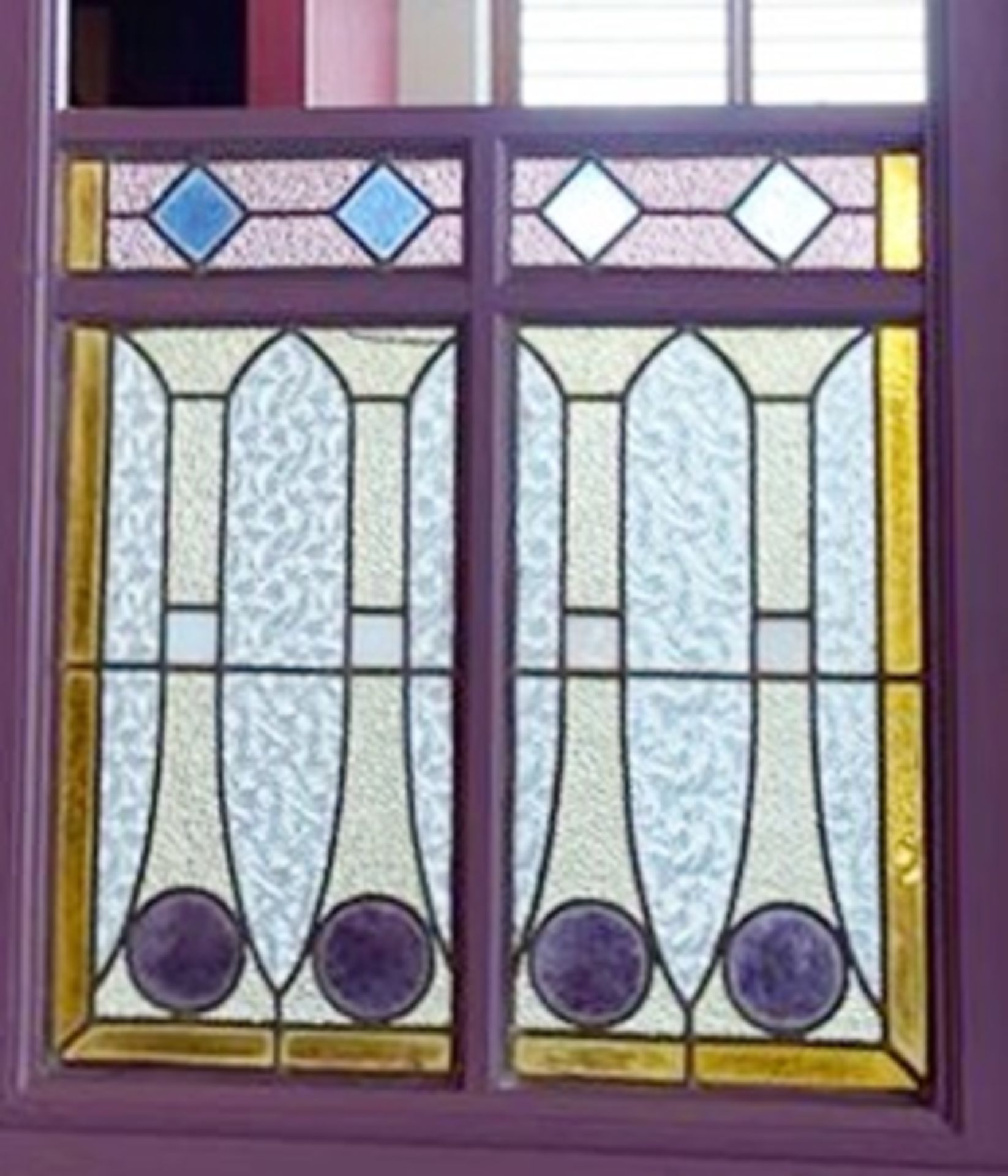 1 x Room Dividing Window Panel With Stained Glass Panels - Dimensions: H190 x W240 cms - Ref: - Image 3 of 5