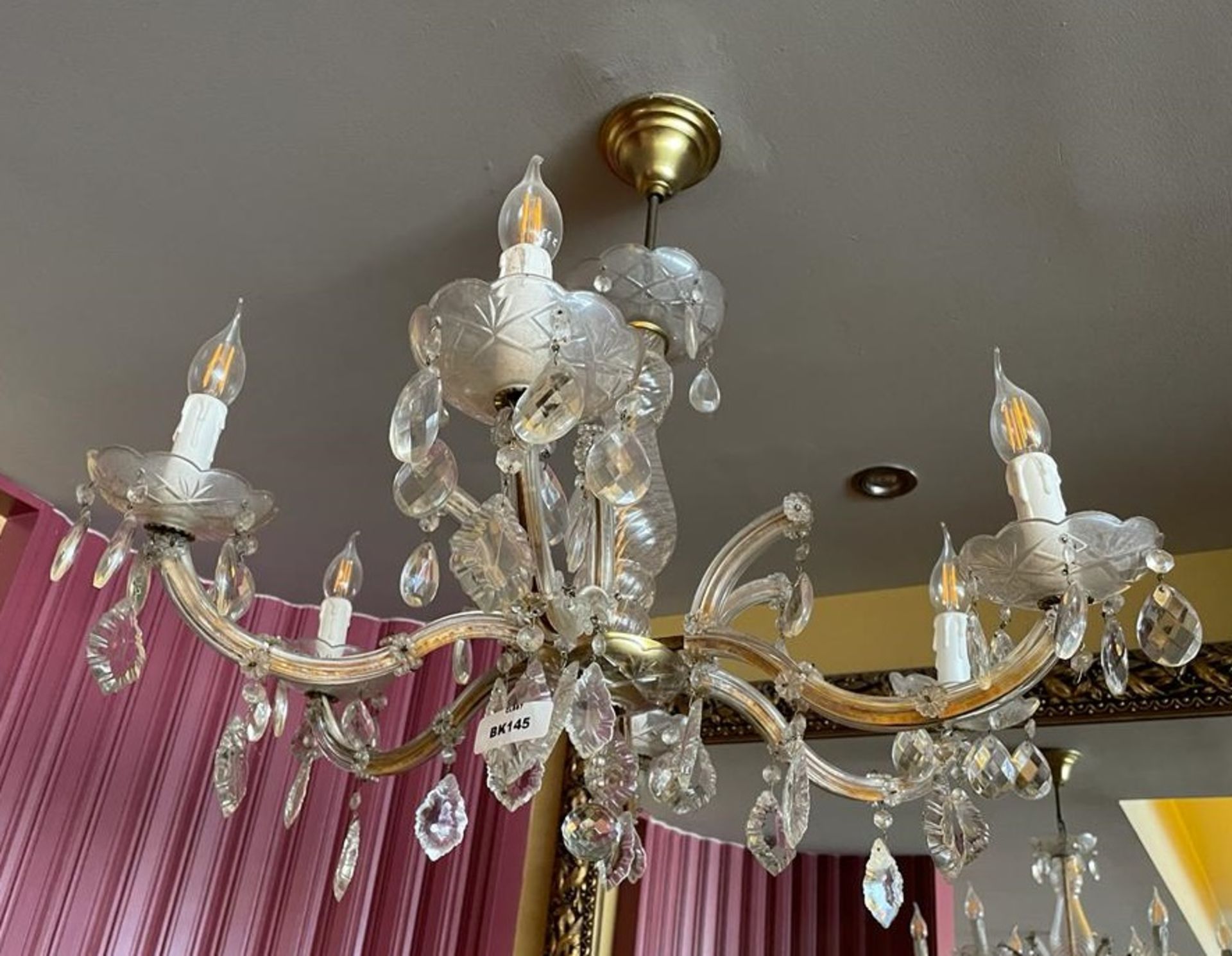 1 x Chandelier With Six Candle Lights - Ref: BK145 - CL686 - Location: Altrincham WA14This lot was