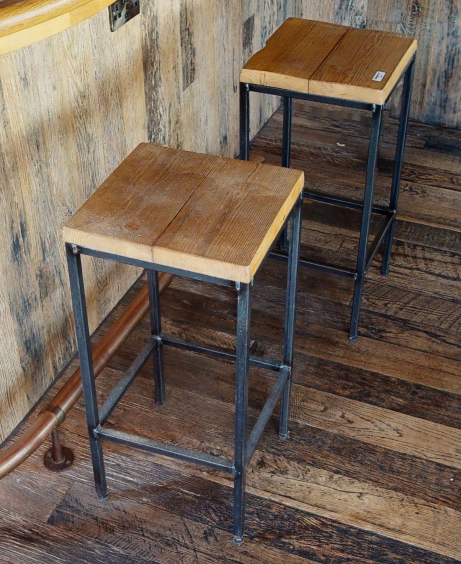 A Pair Of Wooden Topped Bar Stools - Ref: FPSD117 - CL686 - Location: Altrincham WA14This lot has - Image 2 of 2