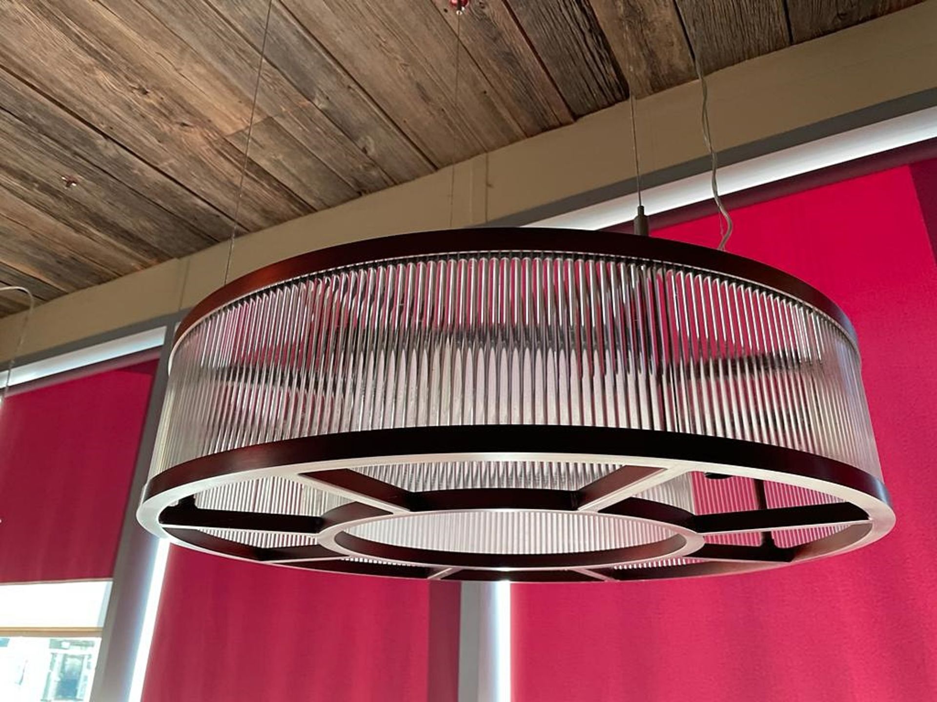 1 x Large Commercial Circular Art Deco-Style Suspended Light Fitting - Features A Copper Finish