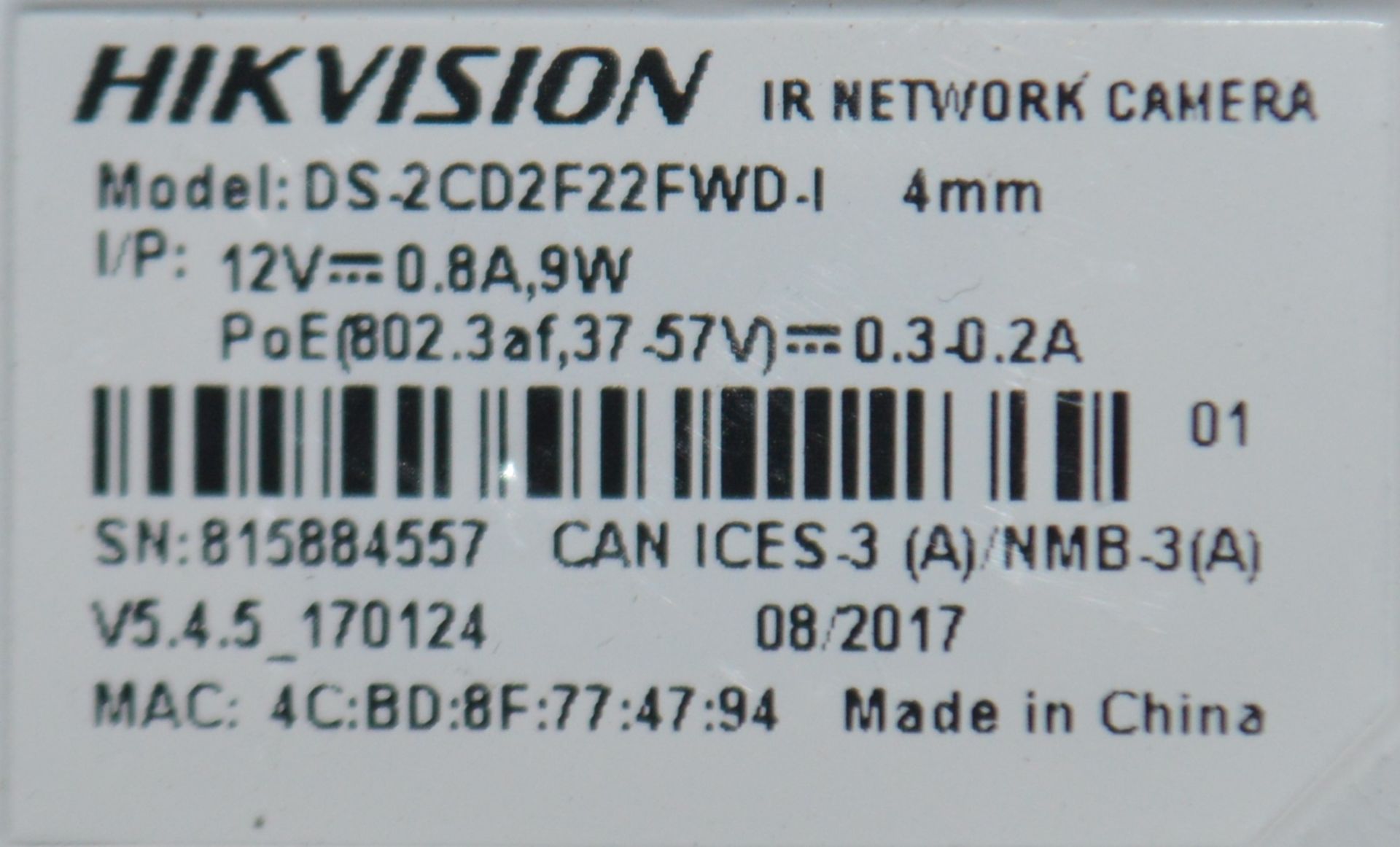 10 x Hikvision Full HD Day/Night Pan/Tilt Network Dome CCTV Security Cameras - Model number: DS- - Image 6 of 7