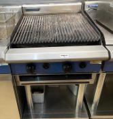 1 x BLUE SEAL Commercial Dual Chargrill Griddle With Leg Stand - Features 2 x Heat Zones -