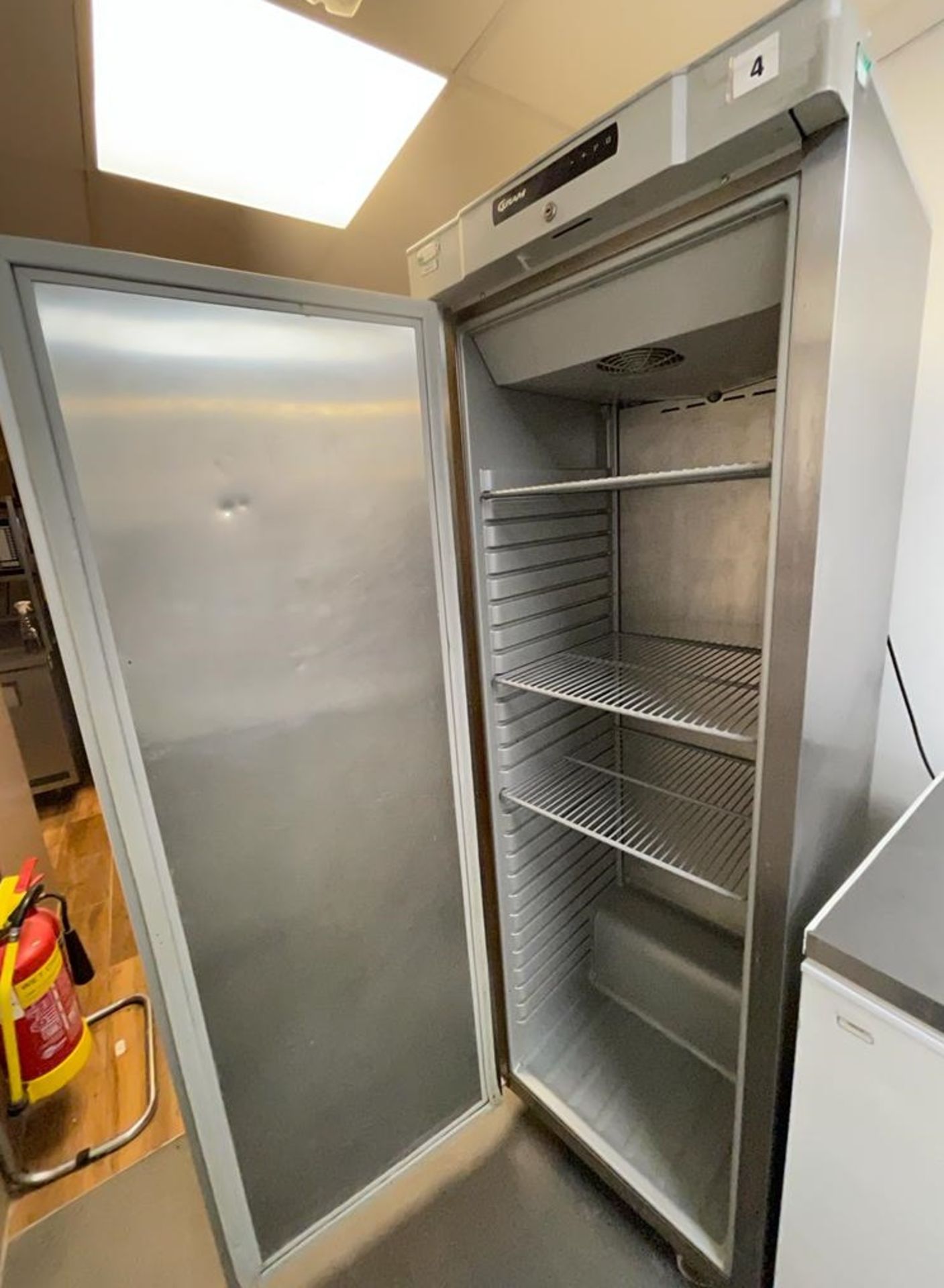 1 x Gram Stainless Steel Single Door Upright Fridge - Model K 410 RG C 6N - Ref: BK186 - CL686 -