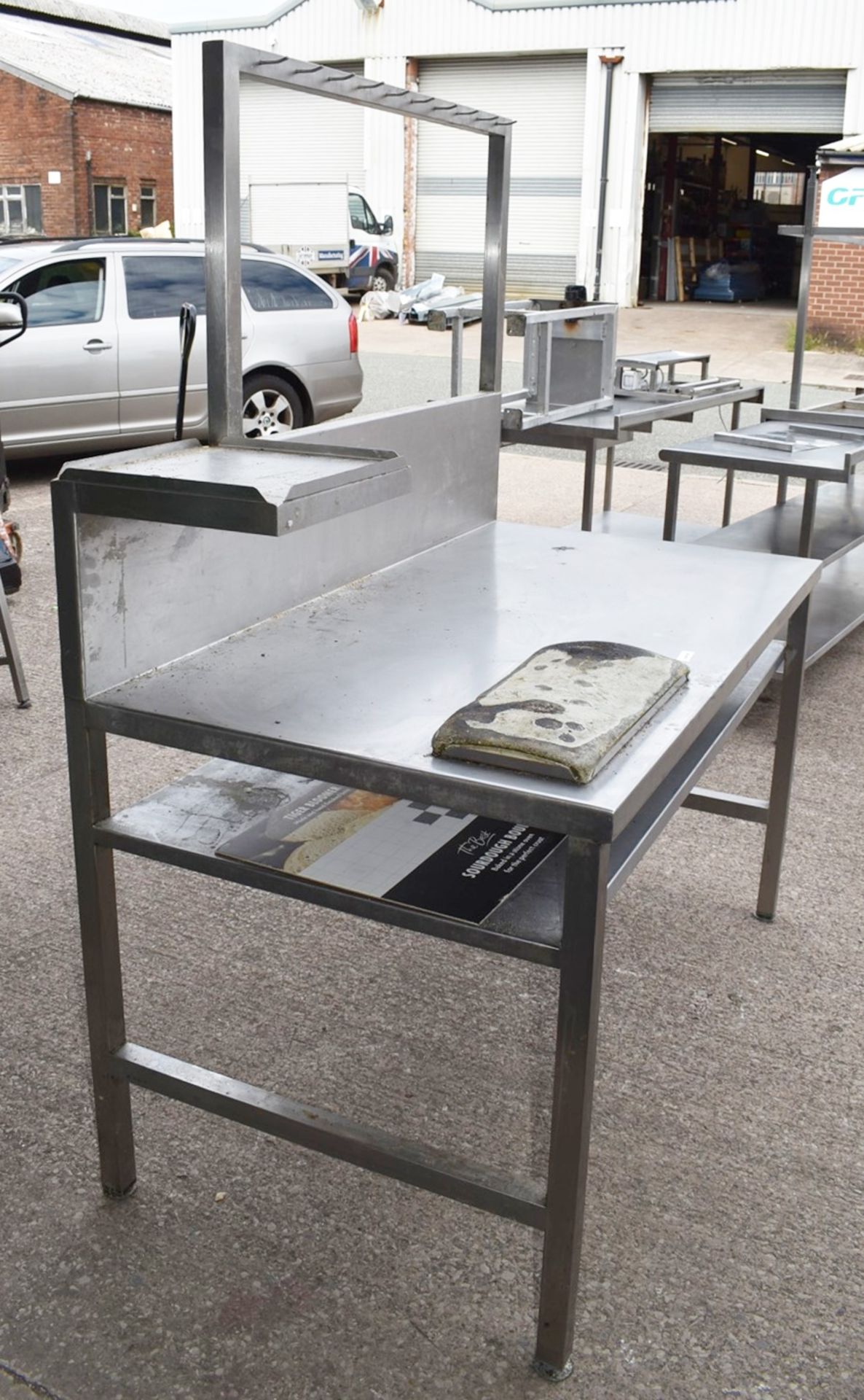 1 x Stainless Steel Workstation With Monitor / Printer Shelf, Undershelf and Splashback - - Image 7 of 9