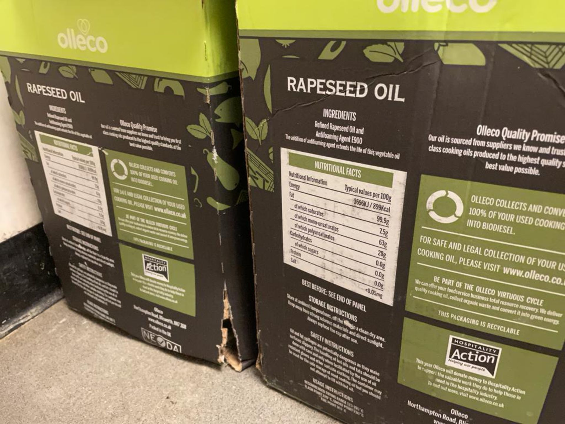 3 x 20 Litre Tubs of Olleco Rapeseed Oil - Unused Boxed Stock - Ref: BK194 - CL686 - Location: - Image 2 of 4