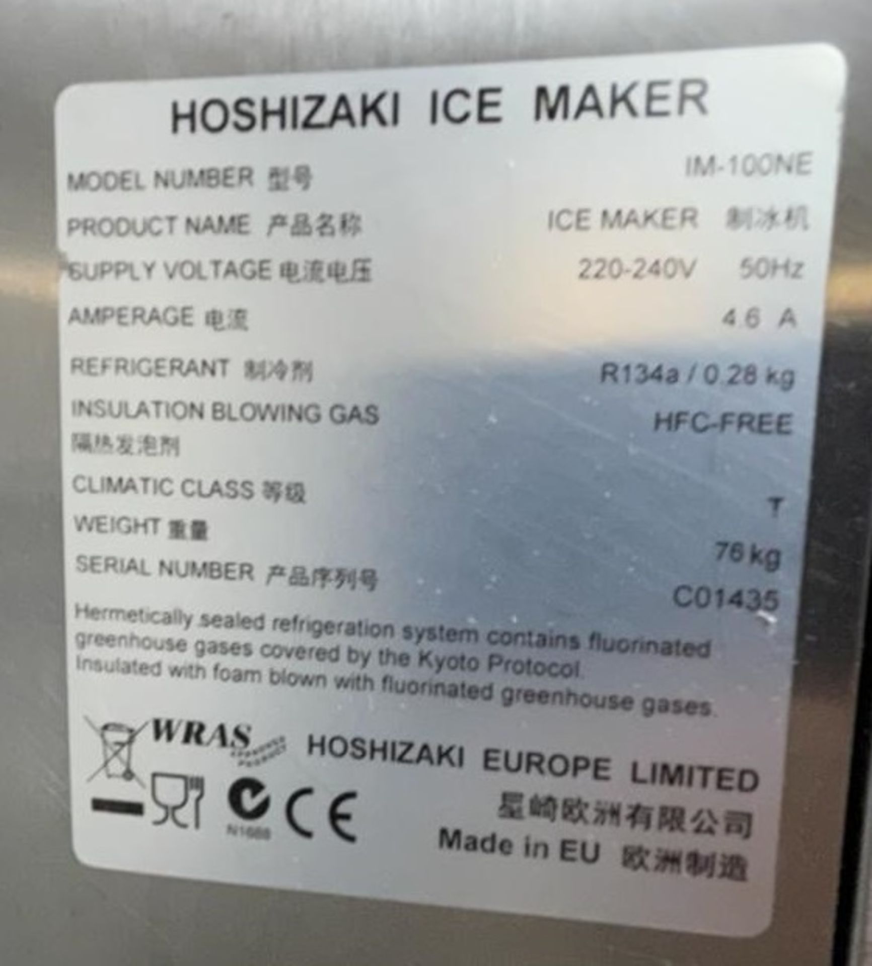 1 x Hoshizaki IM-100NE Icer Maker -Ref: BK189 - CL686 - Location: - Image 3 of 8