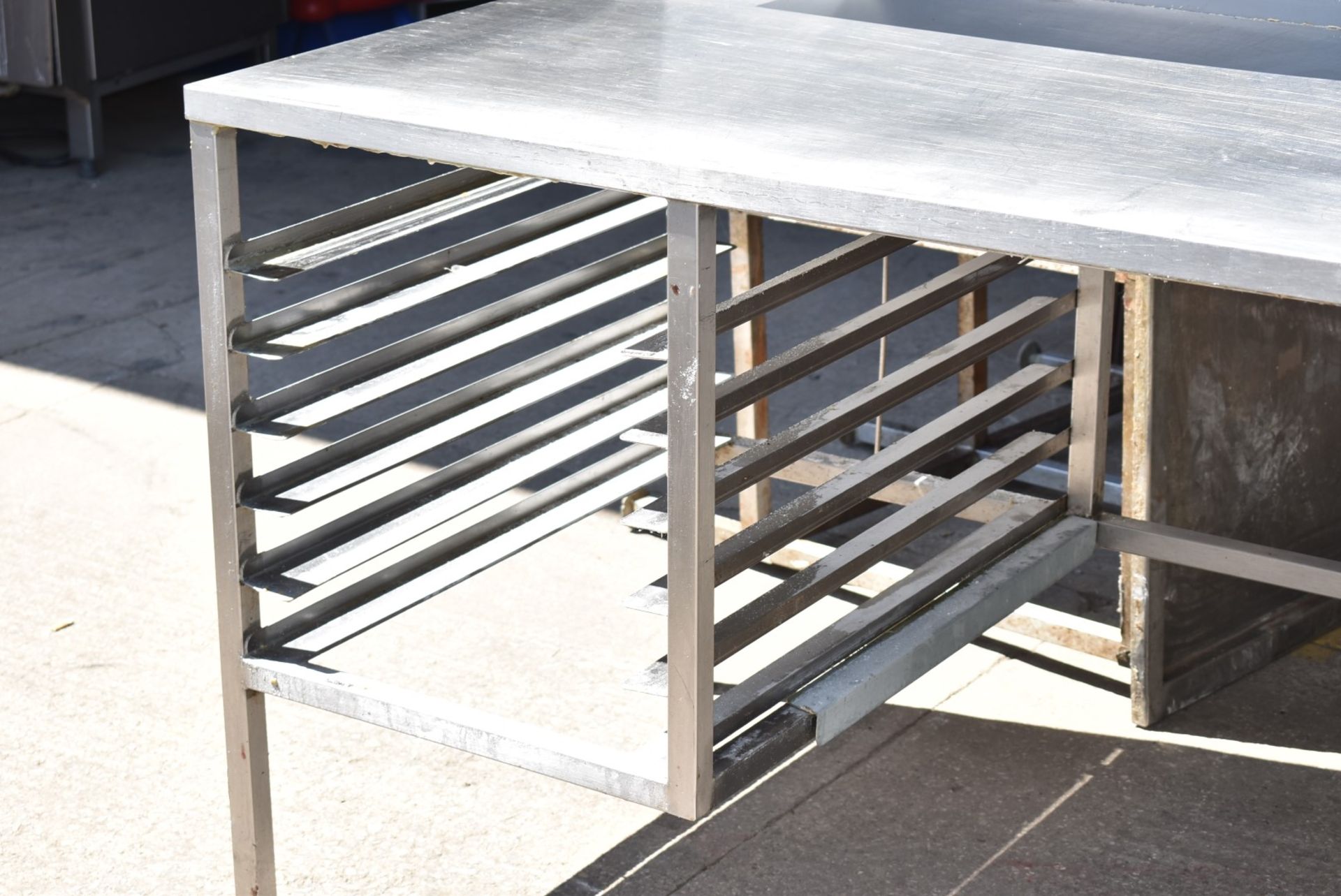 1 x Stainless Steel Prep Bench With Large Splashback Panel, Multiple Shelves and Tray Runners - Rece - Image 3 of 11