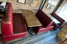 3 x Sections Of Restaurant Booth Seating In Red Leather - Read Full Description