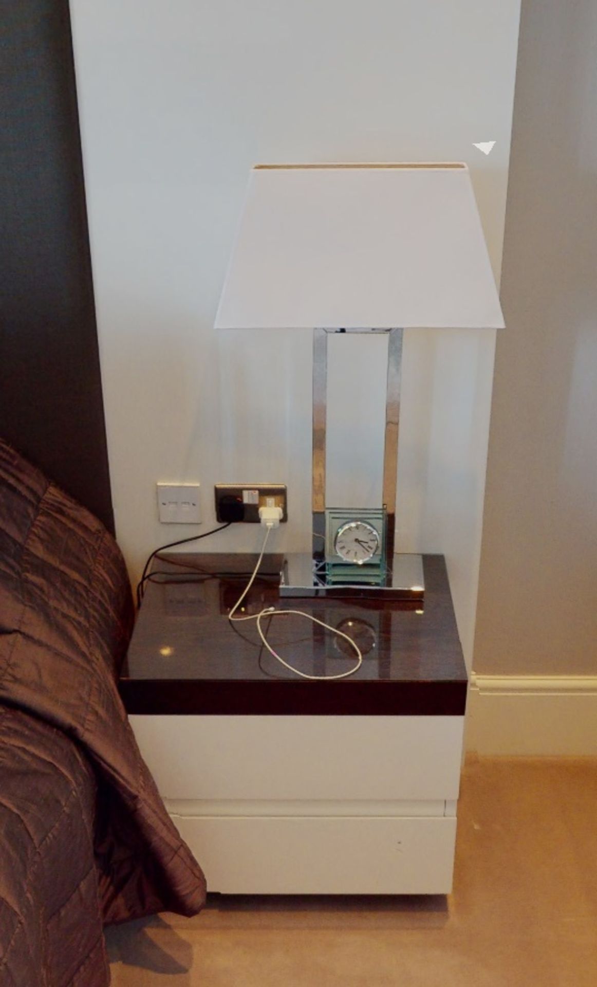 2 x Glass Topped Bedside Tables In White And Brown - To Be Removed From An Exclusive Property In - Image 5 of 5