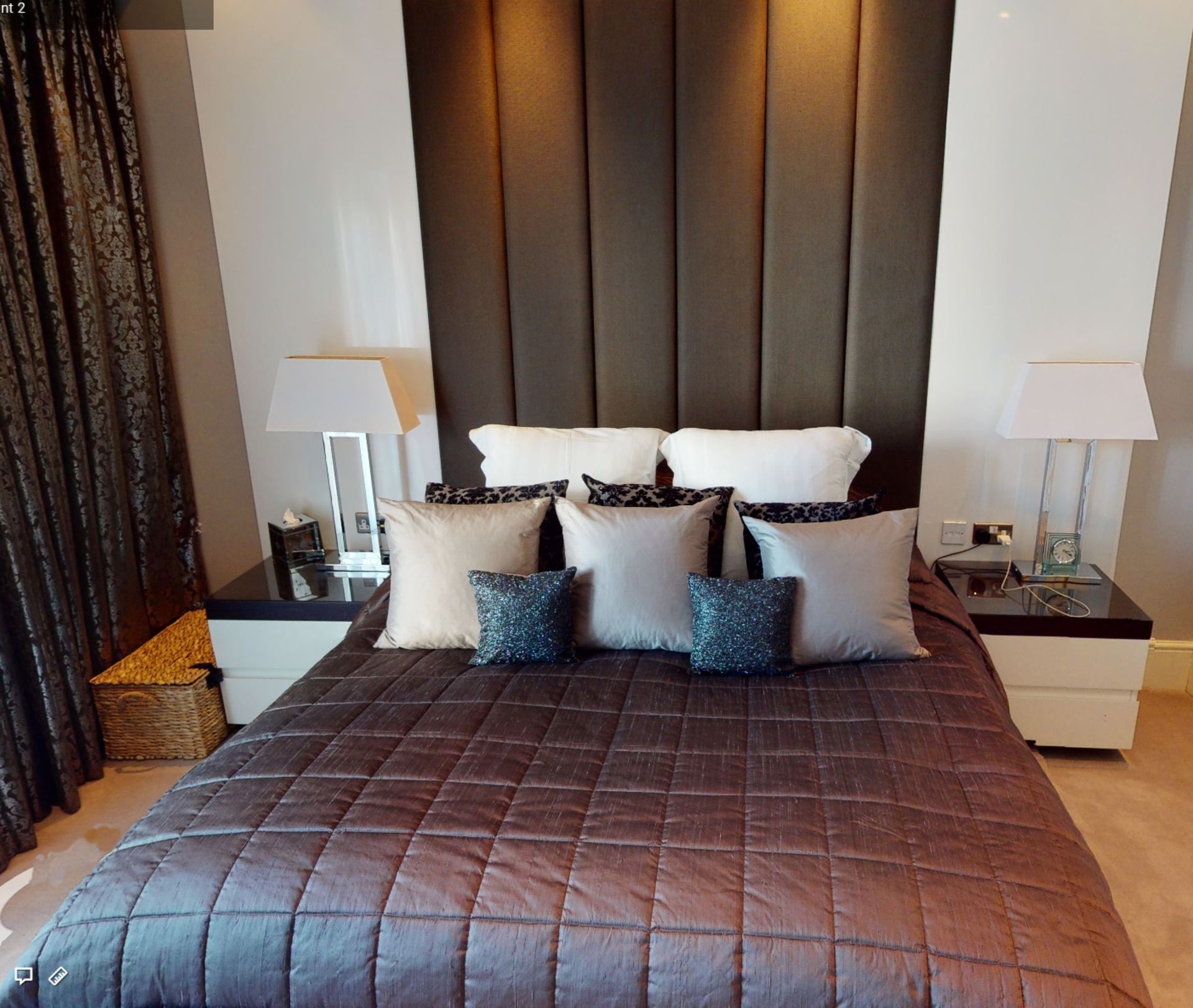 1 x Double Bed With Upholsteted Wall-mounted Headboard - To Be Removed From AN Exclusive Property In