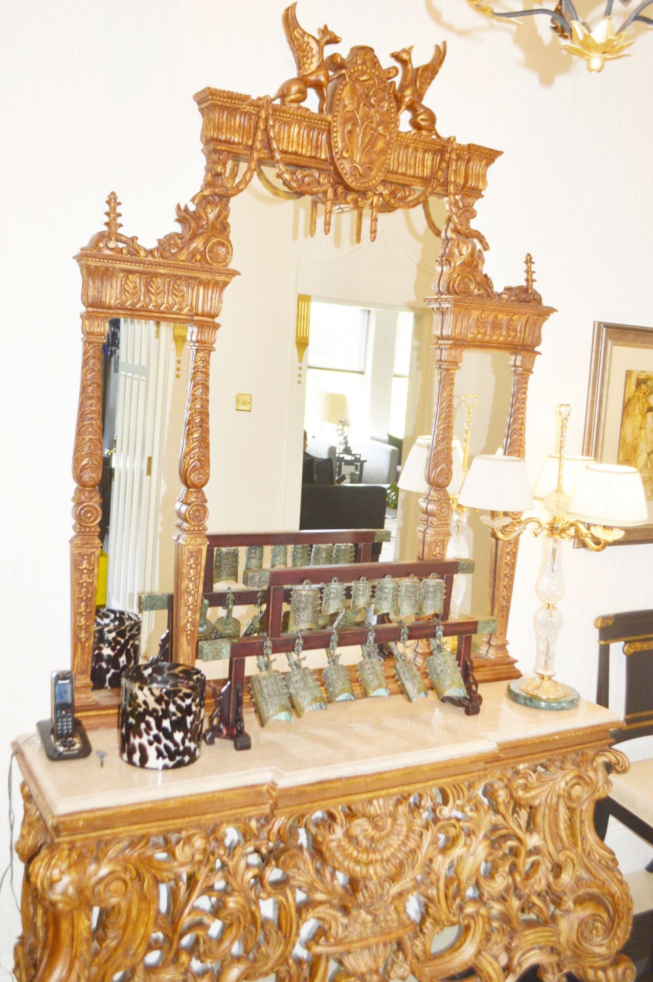 1 x Bespoke Ornate Hand-crafted Console Display Table With Matching Mirror - To Be Removed From An - Image 3 of 6