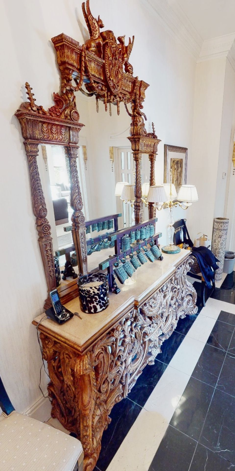 1 x Bespoke Ornate Hand-crafted Console Display Table With Matching Mirror - To Be Removed From An - Image 6 of 6