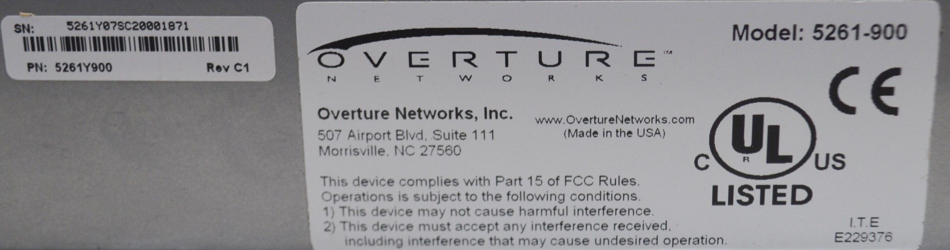 1 x Overture ISG 140M 5266-900/ 4 Port Carrier Ethernet over 10/100 - CL011 - Ref: DNW317 / WH3 - - Image 3 of 3