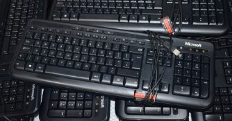 12 x Microsoft Wired USB Computer Keyboards - Ref: MPC419 E3A - CL678 - Location: Altrincham