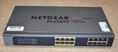 1 x Netgear PoE Switch 16 Port Gigabit Ethernet Plus Network Switch - Model JGS516PE - Includes