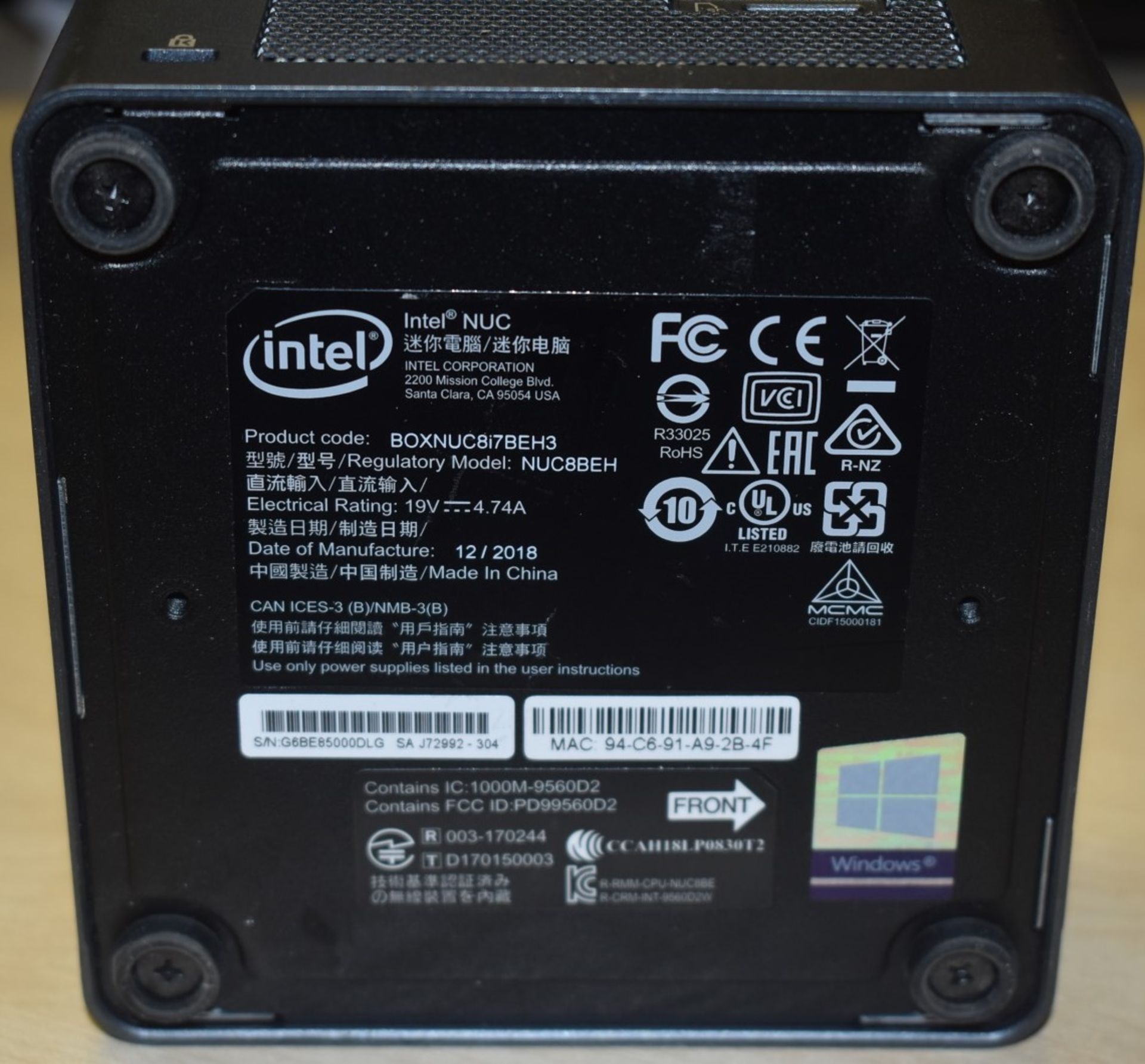 1 x Intel NUC Mini PC Featuring Intel i7-8559u Quad Core 3.7Ghz Processor, 8GB DDR4 2400Mhz Ram, - Image 8 of 8