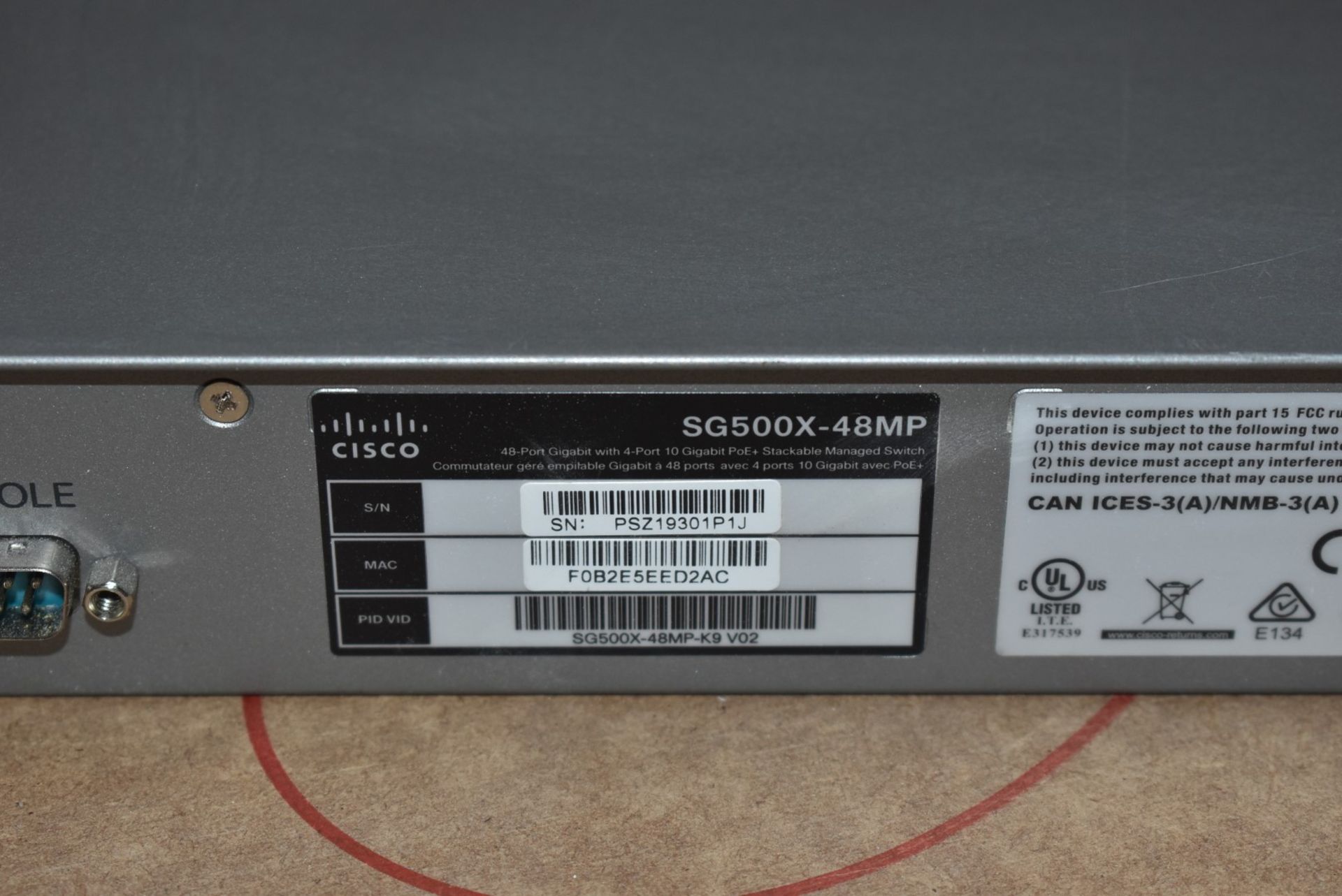 1 x Cisco SG500X-48MP 48-Port Gig Max PoE + 4-Port 10-Gig Stackable Managed Switch - RRP £2,499 - - Image 7 of 9