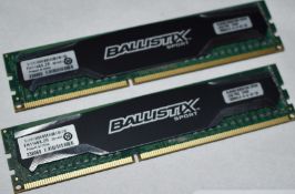 2 x Crucial Ballistx Sport 4GB DDR3 Ram Modules For Desktop Computers - 8GB Ram on 2 x 4GB Modules -