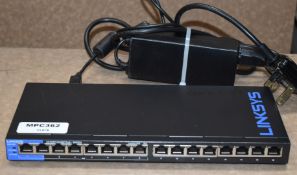 1 x Linksys LGS116P Business 16 Port Network Switch With 8 Po E+ Port - Includes Power Supply - Ref: