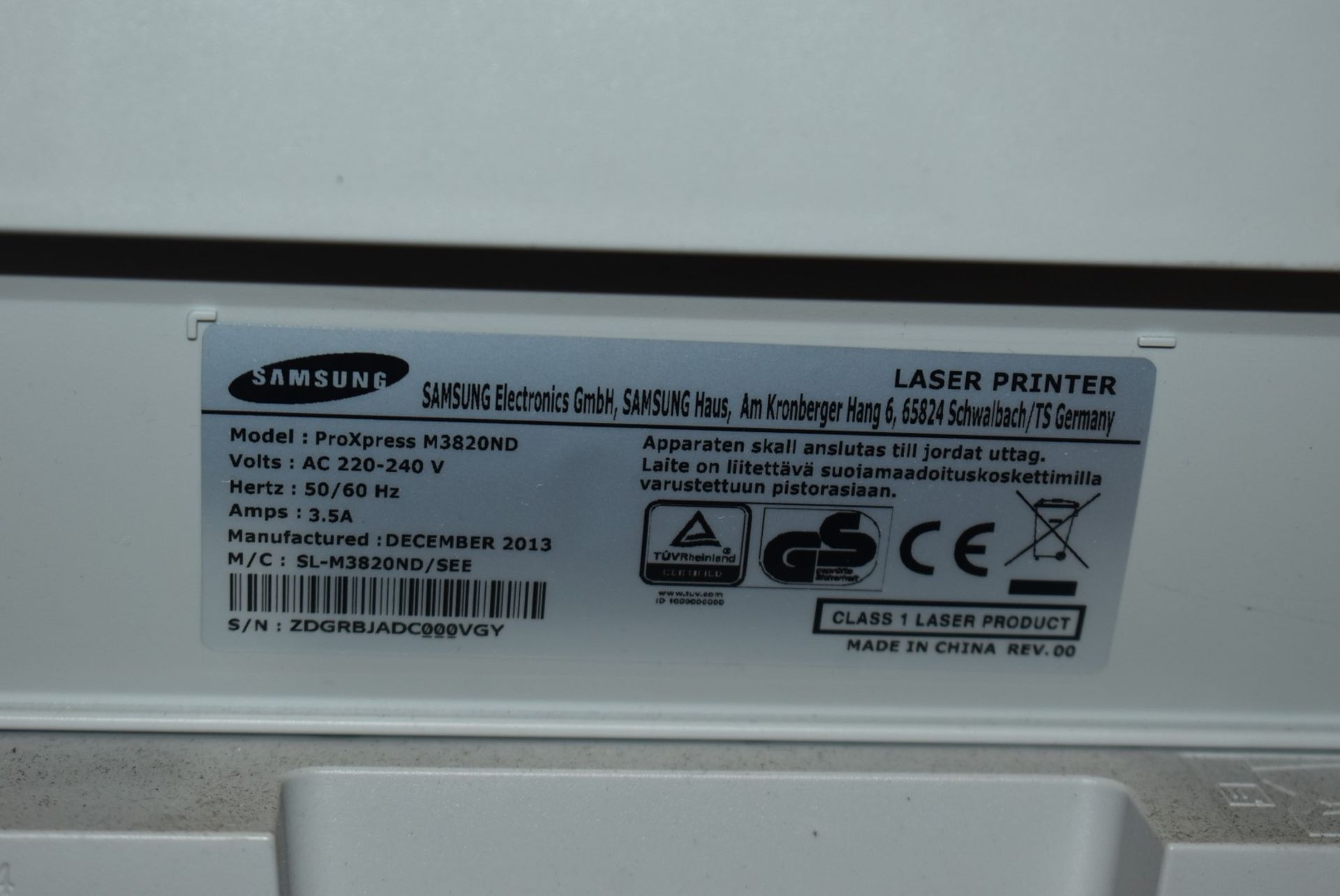 1 x Samsung ProXpress M3820ND Laser Printer - A4 Mono With 128mb Ram - 38PPM - 1200x1200ddpi - - Image 4 of 5