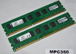 2 x Kingston 8GB DDR3 Ram Modules For Desktop Computers - 16GB Ram on 2 x 8GB Modules - 1600 MHz -