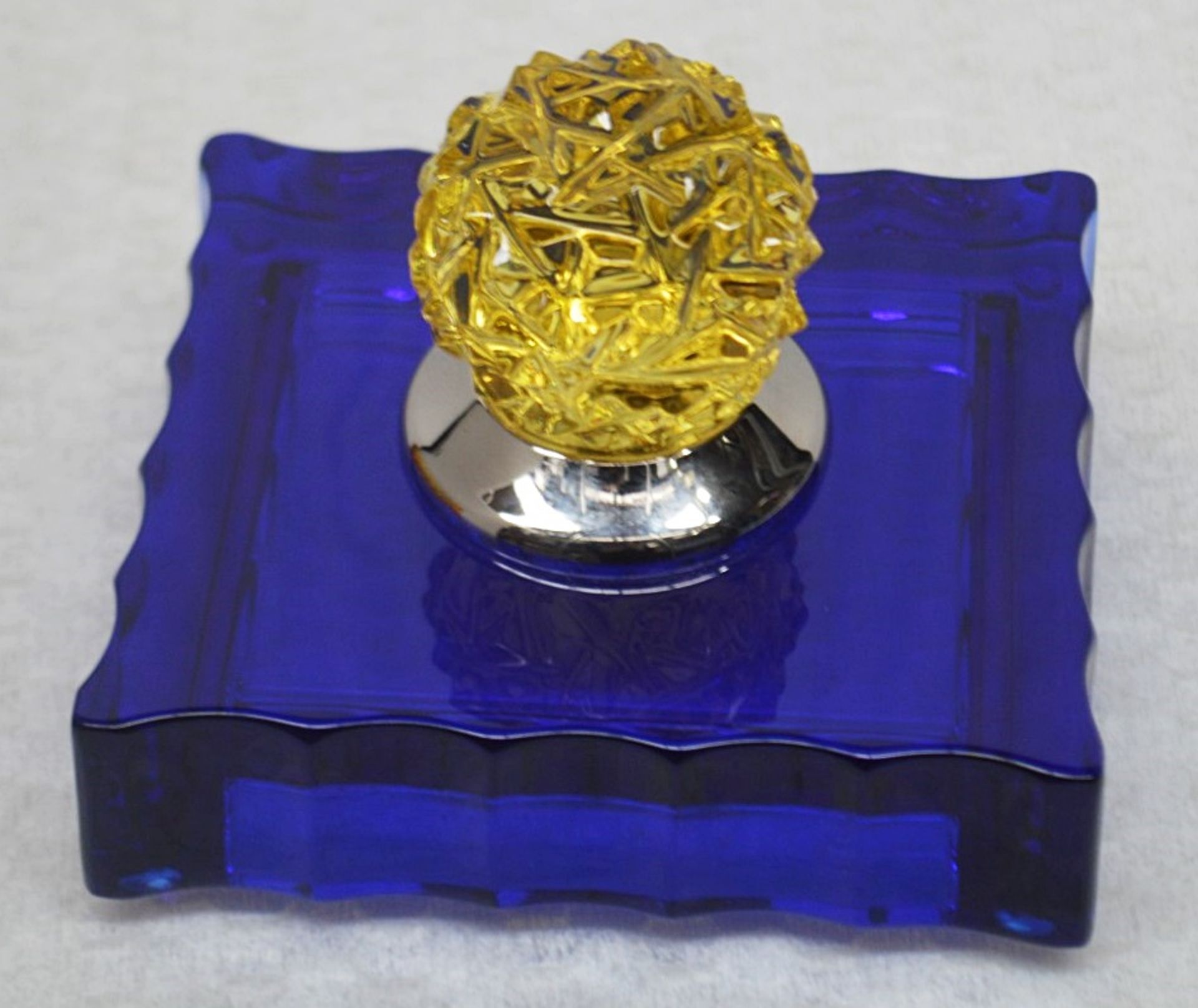 1 x BALDI 'Home Jewels' Italian Hand-crafted Artisan Crystal Box In Dark Blue / Yellow - RRP £1,015 - Image 3 of 4