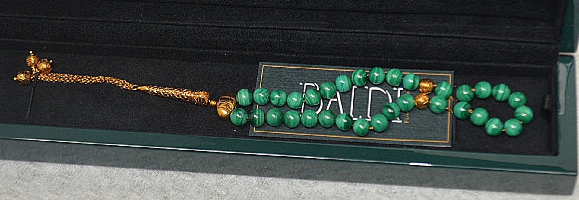 1 x BALDI 'Home Jewels' Italian Hand-crafted Artisan MISBAHA Prayer Beads In Green Malachite And - Image 4 of 5