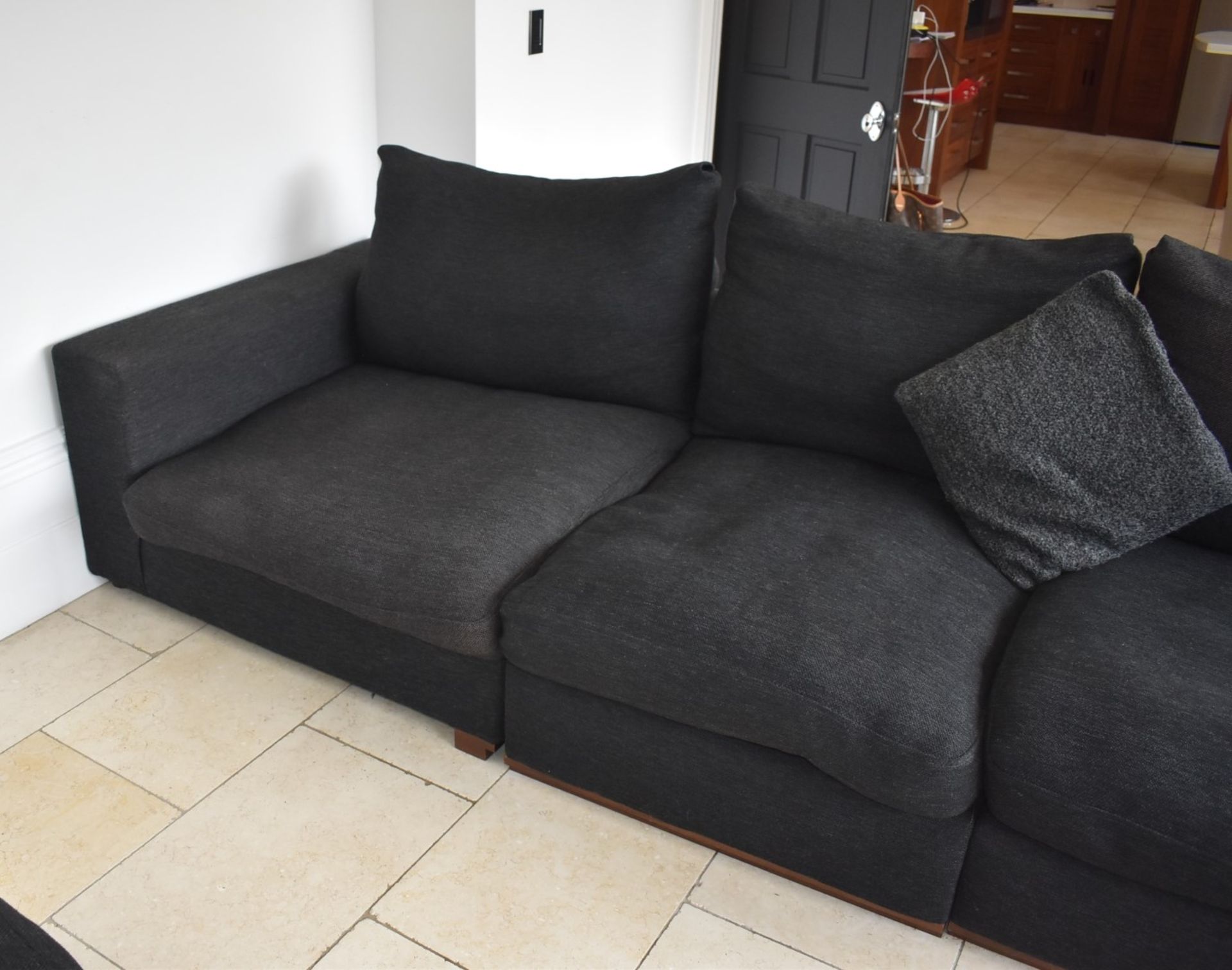 1 x Large Corner Sofa Upholstered in Dark Grey Grey Fabric - Inc Footstool - NO VAT ON THE HAMMER! - Image 2 of 15