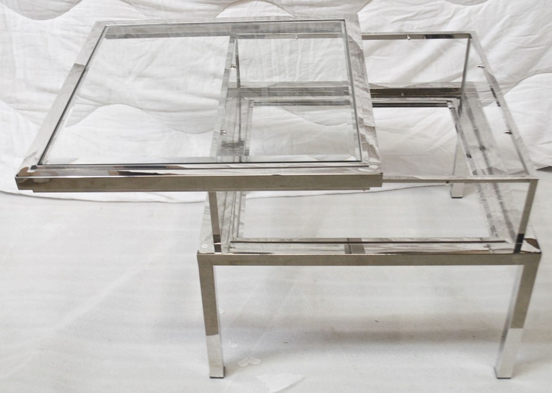 1 x EICHHOLTZ Glass Topped Side Table Harvey With A Polished Steel Frame - Original RRP £1,690 - Image 3 of 3