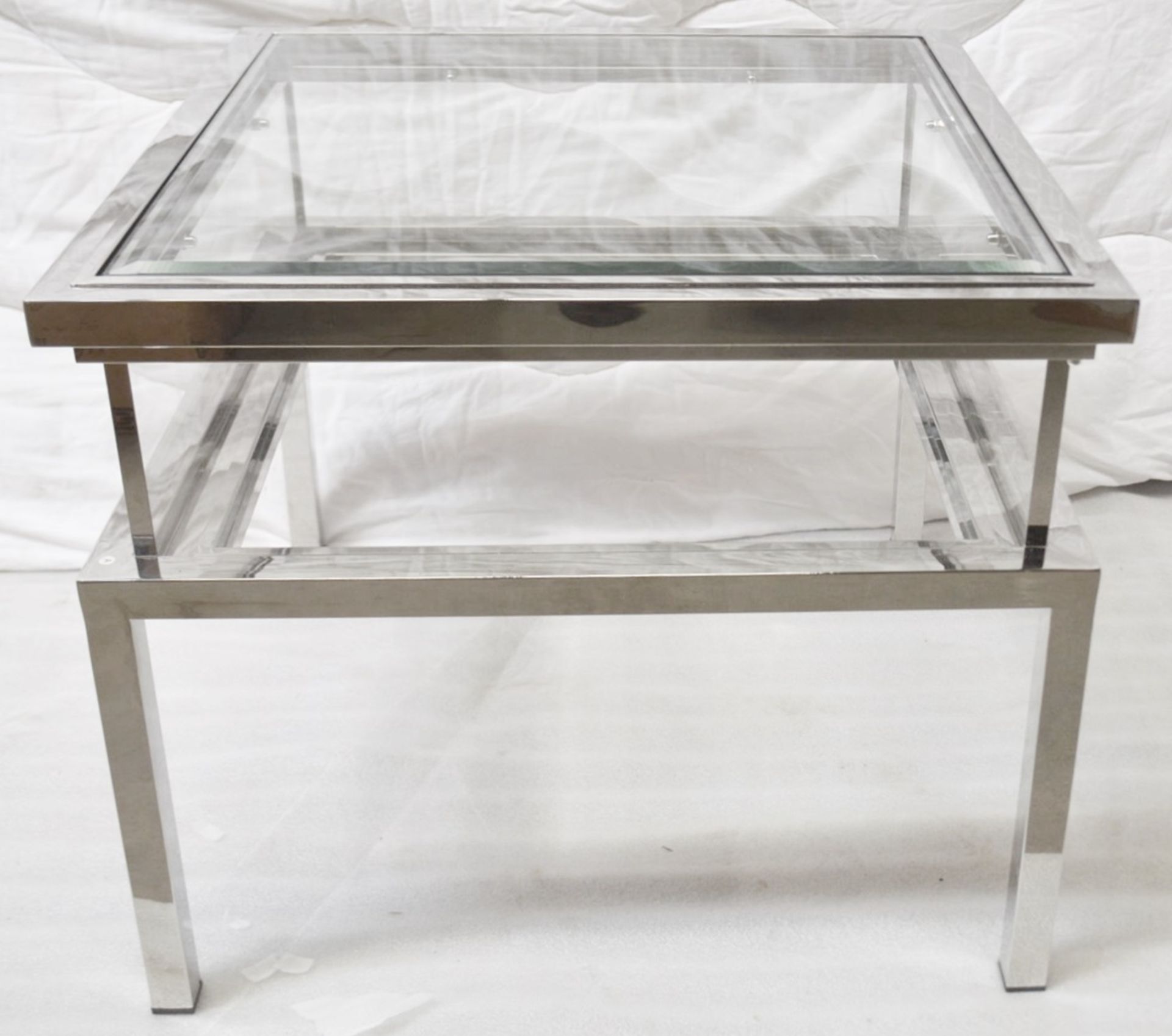 1 x EICHHOLTZ Glass Topped Side Table Harvey With A Polished Steel Frame - Original RRP £1,690 - Image 2 of 3