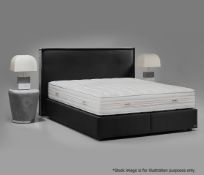 1 x COLUNEX 'Elite' Super Kingsize Divan Bed Base Upholstered In A Grey Leather - RRP £3,008