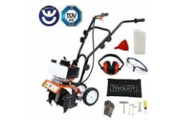 1 x High Performance 52cc Petrol Garden Cultivator - Mini Garden Tiller & Rotavator - Brand New