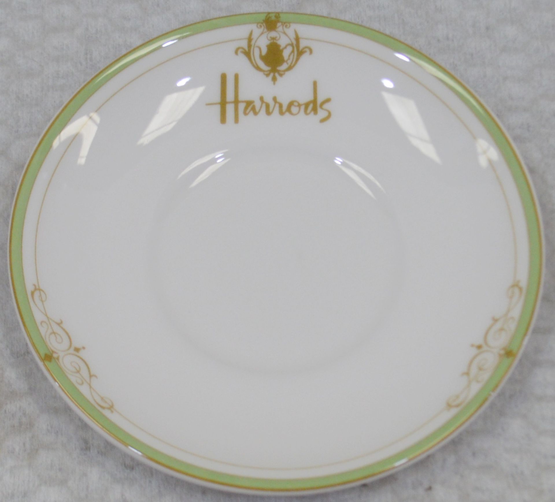 36 x Harrods Two Colour Litho Can Stands Plates - Dimensions: 6.5 inch slim - Recently Removed