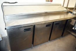 1 x Commercial Countertop 4 Door Refrigerator With Pizza/Salad Topper and Night Curtain - Includes