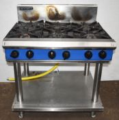 1 x Blue Seal Evolution 900mm 6 Burner Cooktop With Stand - Recently Removed From an Italian