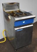 1 x Blue Seal Evolution 450mm Twin Tank Gas Fryer With Baskets - Recently Removed From an Italian