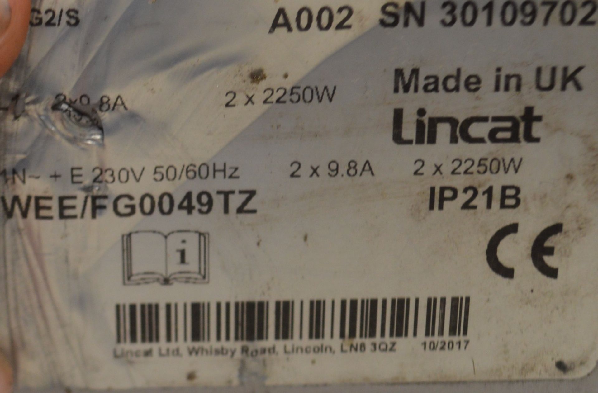 1 x Lincat Electric Counter Top Twin Contact Grill - Features Smooth Upper And Lower Plates - - Image 3 of 3