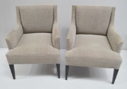 A Pair Of Armchairs In A Woven Fabric - Preowned, From An Exclusive Property - Dimensions: H84 x W67